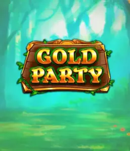 Step into the magical forest of the Gold Party game by Pragmatic Play, showcasing a beautifully designed wooden sign engraved with golden letters. The setting is a green forest that adds a sense of mystery to the overall ambiance. Ideal for those who enjoy enchanted forest settings, offering a whimsical escape. 